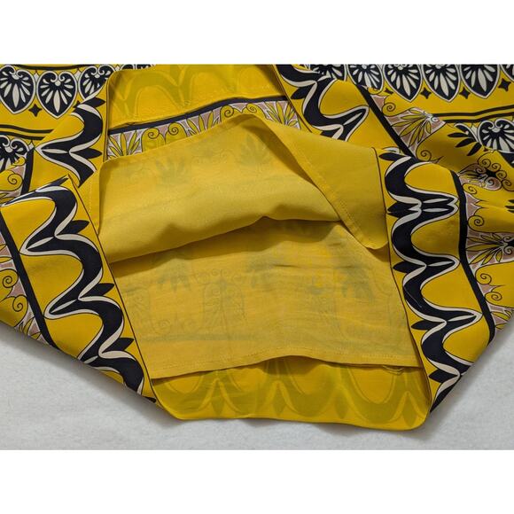 J.Crew Womens Shift Dress Yellow Black Silk Jules Scroll Print Long Sleeve 6 - Picture 6 of 12